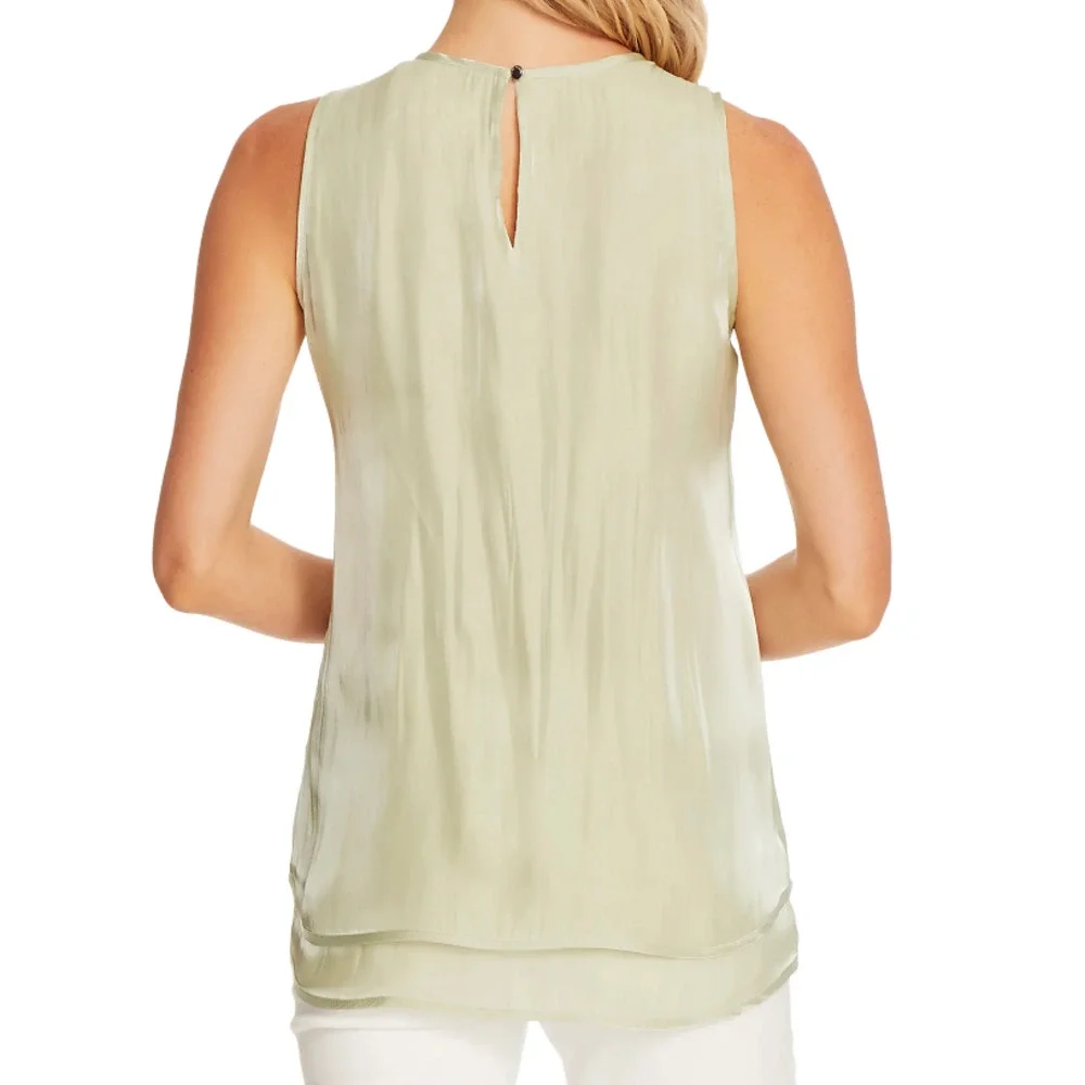 Vince Camuto Tiered Layered Silky Tank Top | Green | sz S NWT $99 - Picture 4 of 4